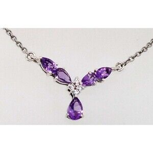Amethyst Gemstone Pendant Necklace 925 Sterling Silver Chuck Clemency STS India
